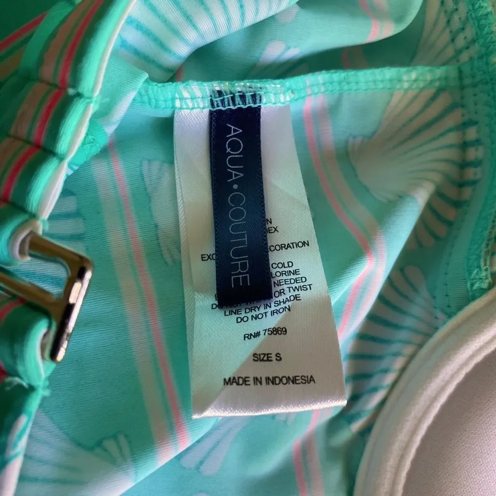 Aqua Couture Tankini - S green sea shell print , nylon spandex